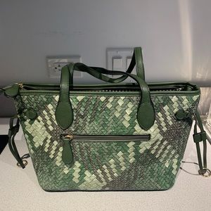 Green PU leather shoulder bag